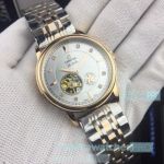 Copy Omega De Ville Tourbillon 41mm Watch - Silver Dial Two Tone Rose Gold